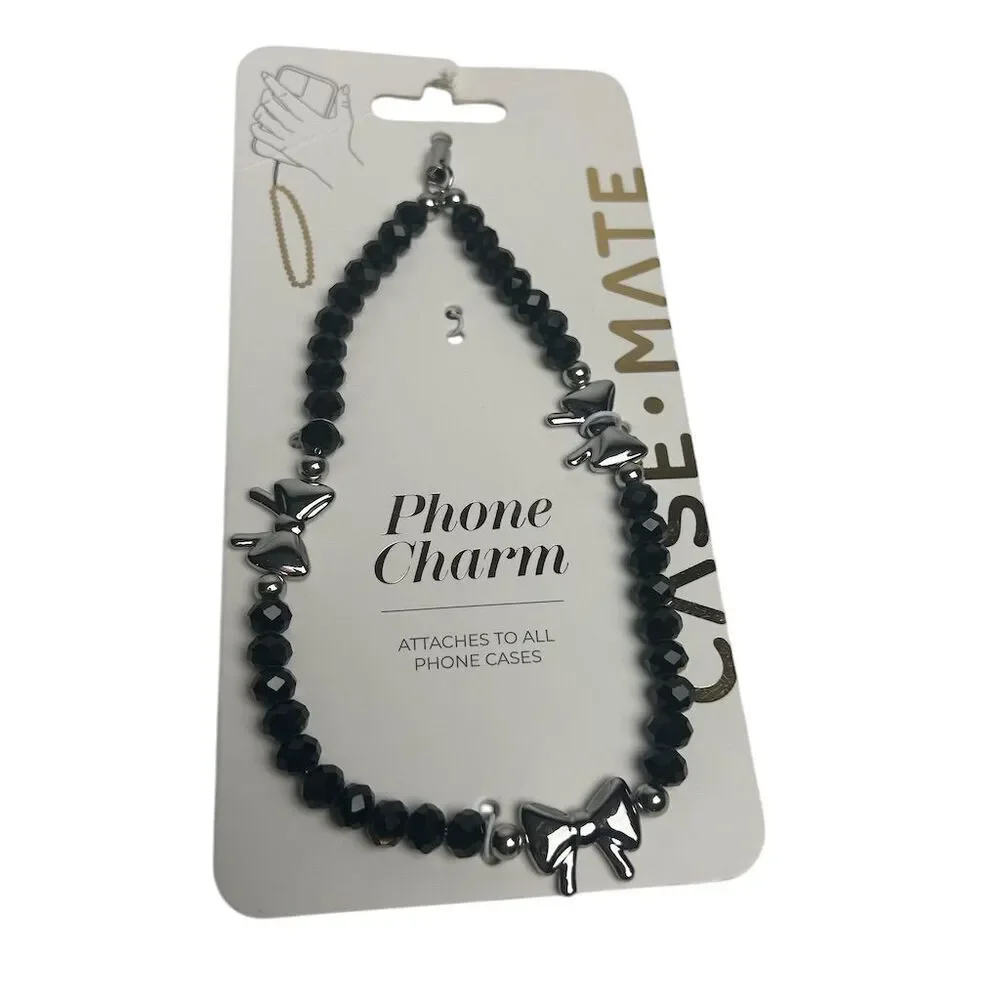 Case-Mate Black Beaded Phone Charm‎ with Metal Accents Universal Fit